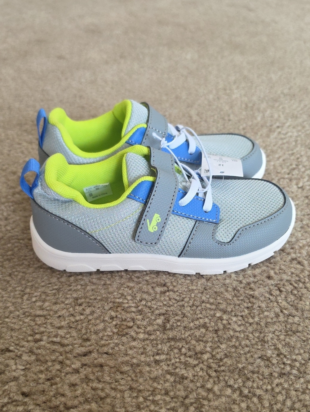 See Kai Run Basics Toddler Tenny Sneakers - Gray and Neon Green Size 12C